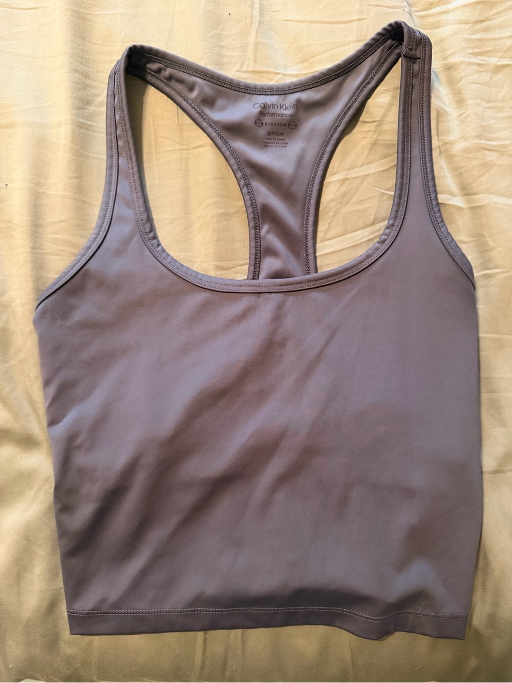 Calvin Klein Taupe Racerback Crop Tank Top